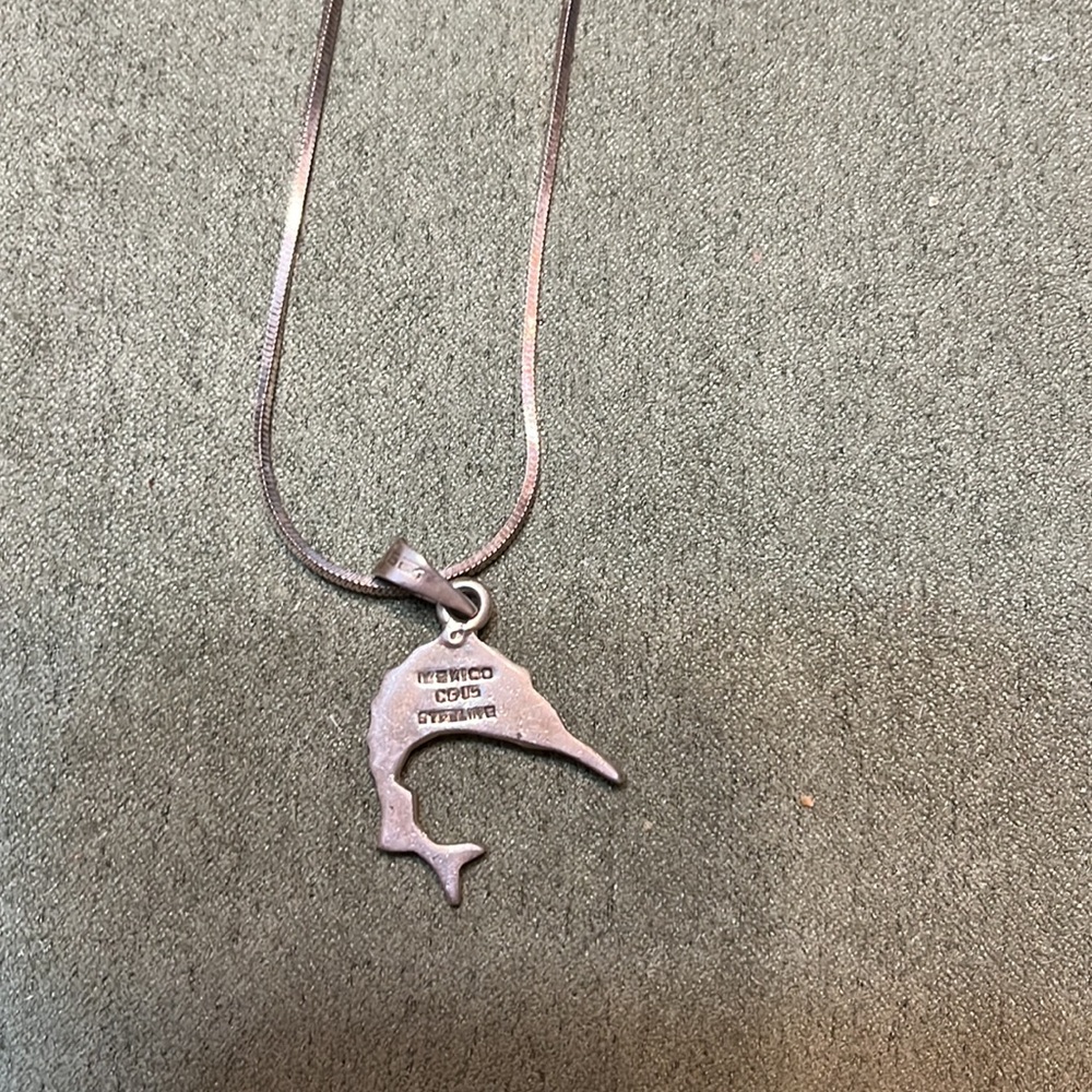 Taxco Sterling Silver Sailfish Pendant and Chain ~ Approximately 17 Inches - Picture 3 of 5